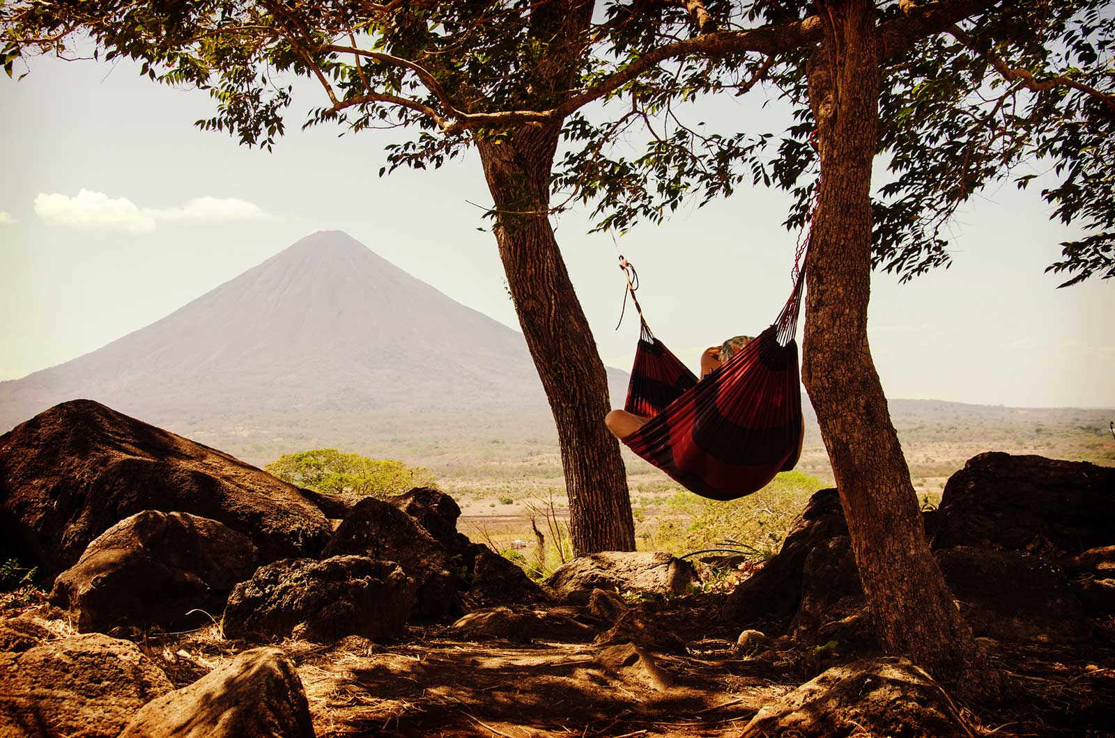 Relaxing in a hammock