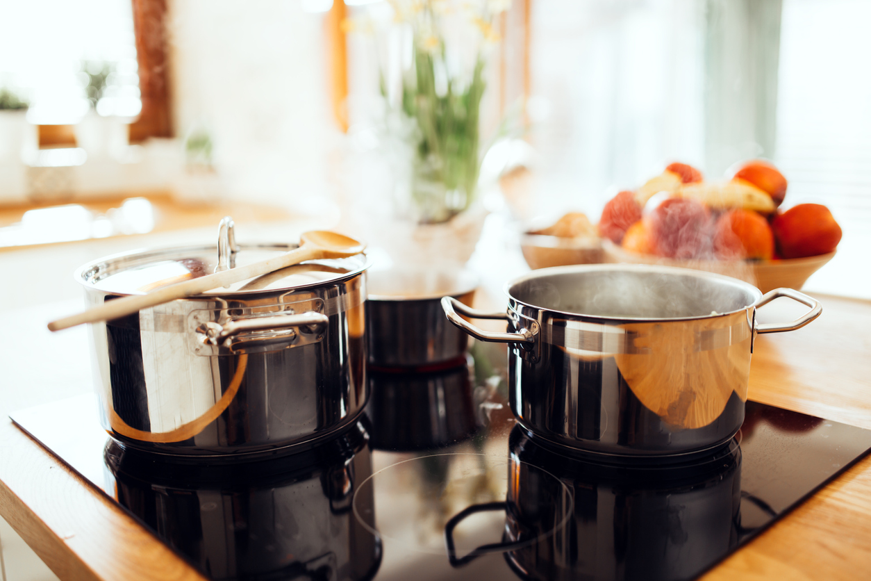 Kitchen supplies being used to make healthy meal