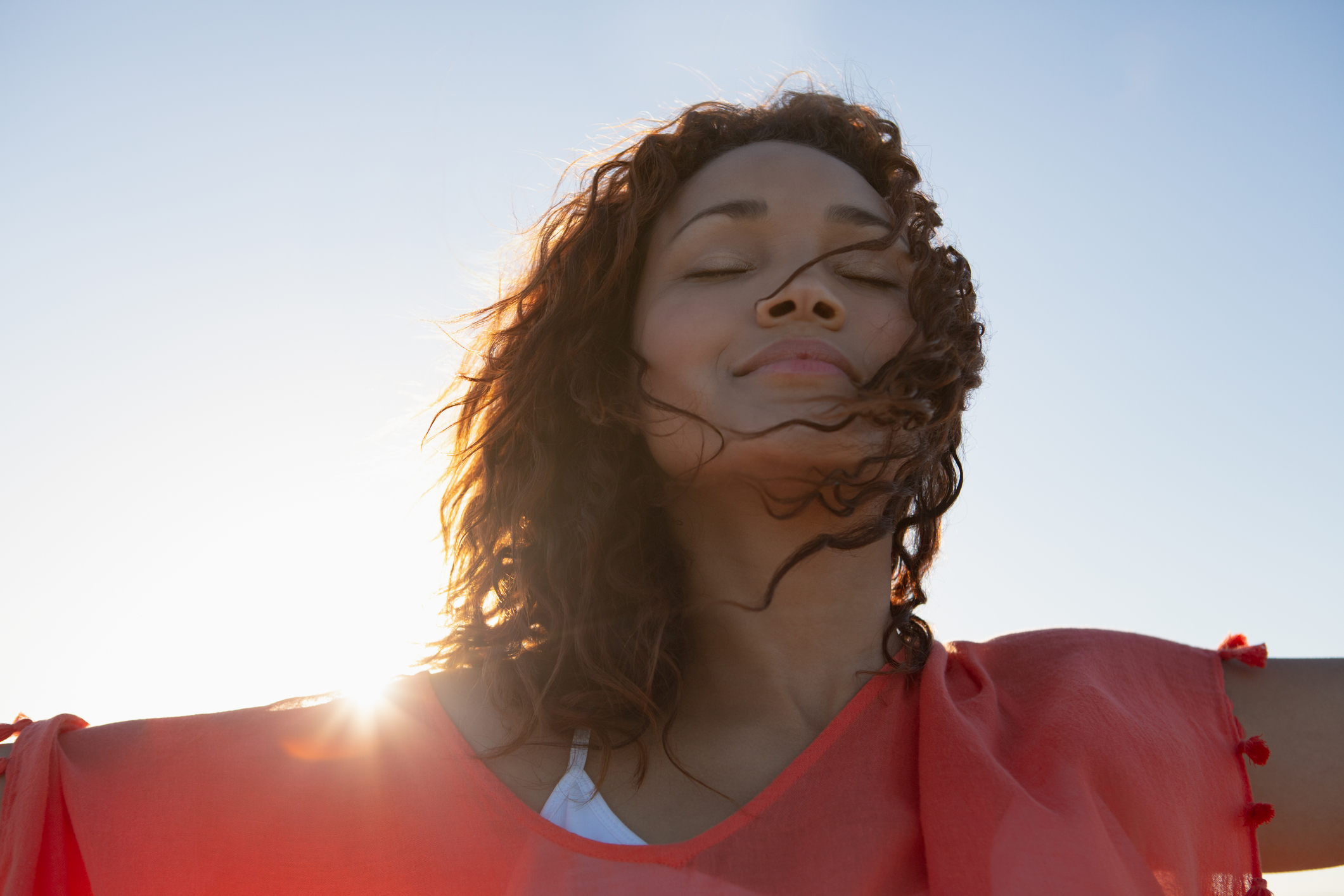 African American woman enjoying the sunshine