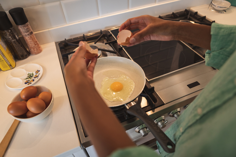 cooking eggs on stove