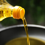 Pouring cooking oil